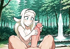 Bakara jerks a wang takes giant load to her nose