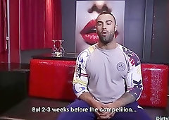 Muscle bodybuilder rimjob with cumshot