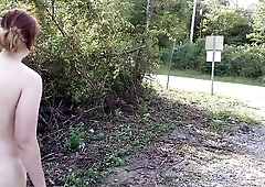 Getting undressed on the side of the road