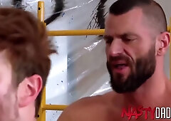 Bearded Hunk Barebacks With Drew Dixon And Jake Morgan