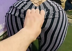 Cum on her big booty, Arab milf shaking it in fishnets