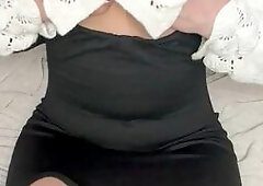 Horny Librarian play her boobs to motivate herself before going to library