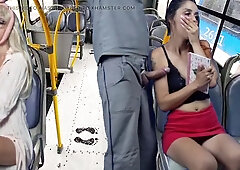Worker Takes Out Dick and Pushes Women on the Bus
