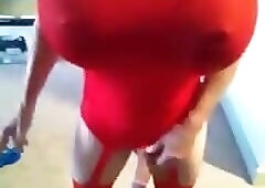 Big tits smoking crossdresser