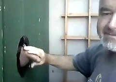 Blowjob and cum eating in Glory Hole