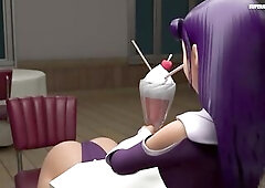 Raven & Starfire Fellatio Below The Table And Facial Ejaculation - CG Animated