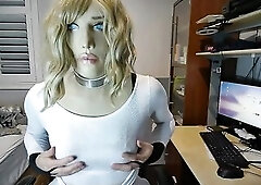 Doris Jill Pt2! Your plastic doll faced girlfriend Jill plays with herself and unmasks!