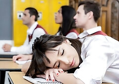 Black dude fucked a young brunette Lana Smalls in the classroom