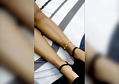 This is how a couple of high heels are modeled with a short suit that shows off all her enchanting college pants.