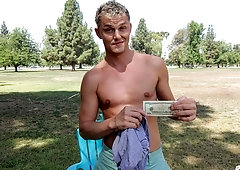 Curly-haired straight dude takes a load after anal