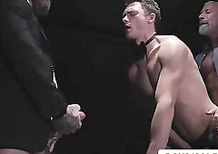 Gay Cole gets his tight ass rimjob and analed by two Master