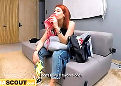 18yo Redhead Colombian Bitch Sucks Shlong Sloppy During Homemade Model Casting