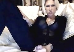 Hottest Big tits Blonde TS Plays Huge Cock