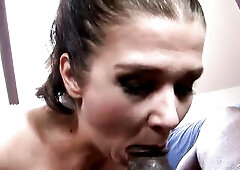 Slender Aged Wife in ebony Nylons with large natural Saggy Melons talk to 1st Interracial Sex with Large Ebony Penis Chap