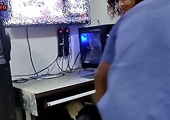Curvy Brazilian woman submits to a dark-skinned stud in a music studio