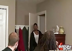 Horny Interracial Crowd Fucks One Guy