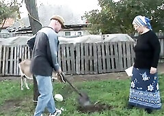 Large booty hirsute twat granny loves cum on titties and outdoor screw with her older fucker.