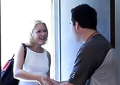 Lascivious stud calls youthful babysitter and seduces her to screw him