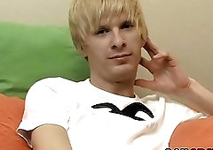 Solo masturbation with young blond guy
