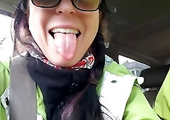 Road Head Creamy Mouthpie Swallow After a Cum Spill