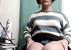 Cute trans gal plays with her hips