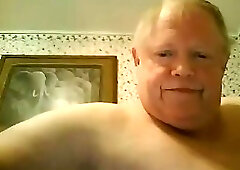 fat grandpa jerking off on the bed