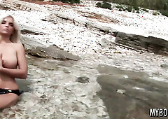 Big Boobed star Ines Cudna nude on the beach