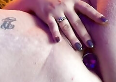Rubbing my pierced love button and teasing my butt