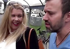 Pick up the big beautiful woman housewife at the bus stop