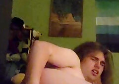 Lovely Femboy rails thier faux-cock, pleading for more as they pound themselves