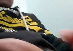 Spoken Jock BELLOWS Sexually and Masturbates his UNCIRCUMCISED Shaft until Ejeculation