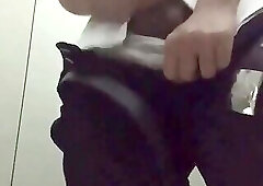 Jerk and Cum in college toilet