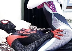 Hawt Spider-Guy Multiverse: Miles Morales Passionately Drilled Gwen Stacy & filled her throat with cum