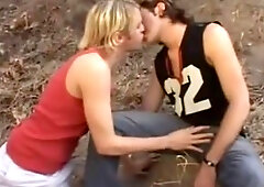 lengthy haired young boys,having fun in the forest