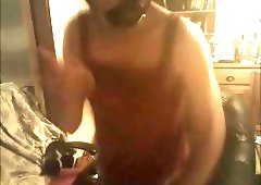 CD exhib at home and Cum licking on a plate