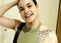 Tattooed brunette Saba Lapiedra gets facial cumshot during steamy behind-the-scenes photo shoot