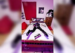 Headmistress bound Sissy Maid up and left to struggle with Tens unit shocking poor butt during the time that that babe had a washroom and got clothed.