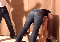 Dad Smacks His Stud in Cock-squeezing Denim