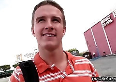 Dude says yes to sucking his cock through a gloryhole