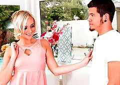 Astonishing blonde model Kate England rammed in the doggy style