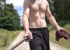 Nude woods walk on main path
