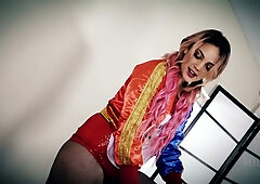 Two lesbians explore bondage and toys in a kinky session with masks and rope