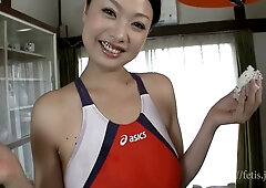 Mature Asian brunette indulges in intimate grooming and sensual care at home
