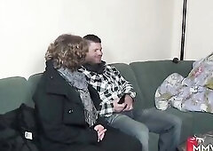 Aged German woman gave a oral-sex to a younger stud and then this guy drilled her brains out