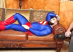 Buff superman barebacking counselor before cocksucking