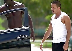 Tattoo gay threesome with facial cum