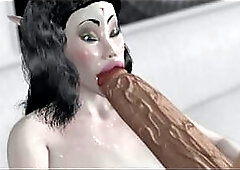 3D Naughty Elf Secretary Puts Her Mouth to Work