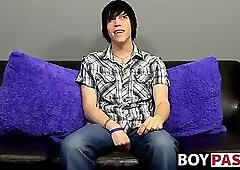 Emo fingers his ass and masturbates after being interviewed