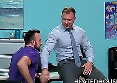 Hunky boss calls over doctor for a wild anal examination