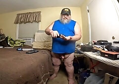 Amateur fat solo, fat eating, mature bears eating cum
